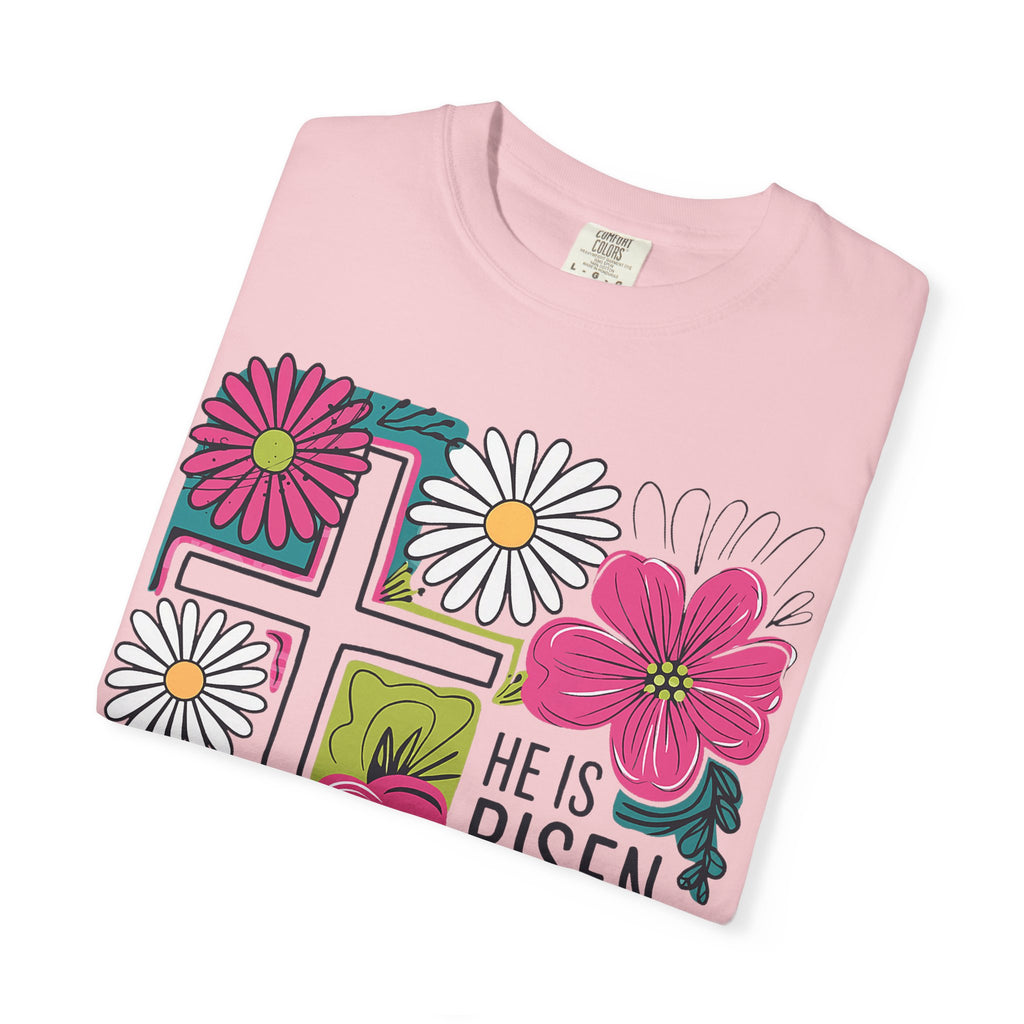 He Is Risen Matthew 28:6 Floral Christian Tee | Worn By Faith