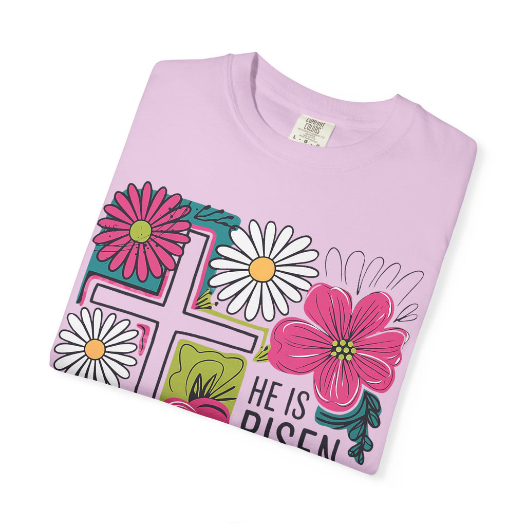 He Is Risen Matthew 28:6 Floral Christian Tee | Worn By Faith