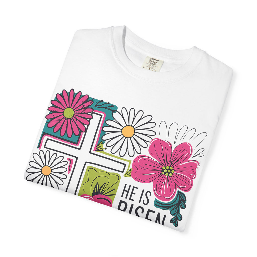 He Is Risen Matthew 28:6 Floral Christian Tee | Worn By Faith