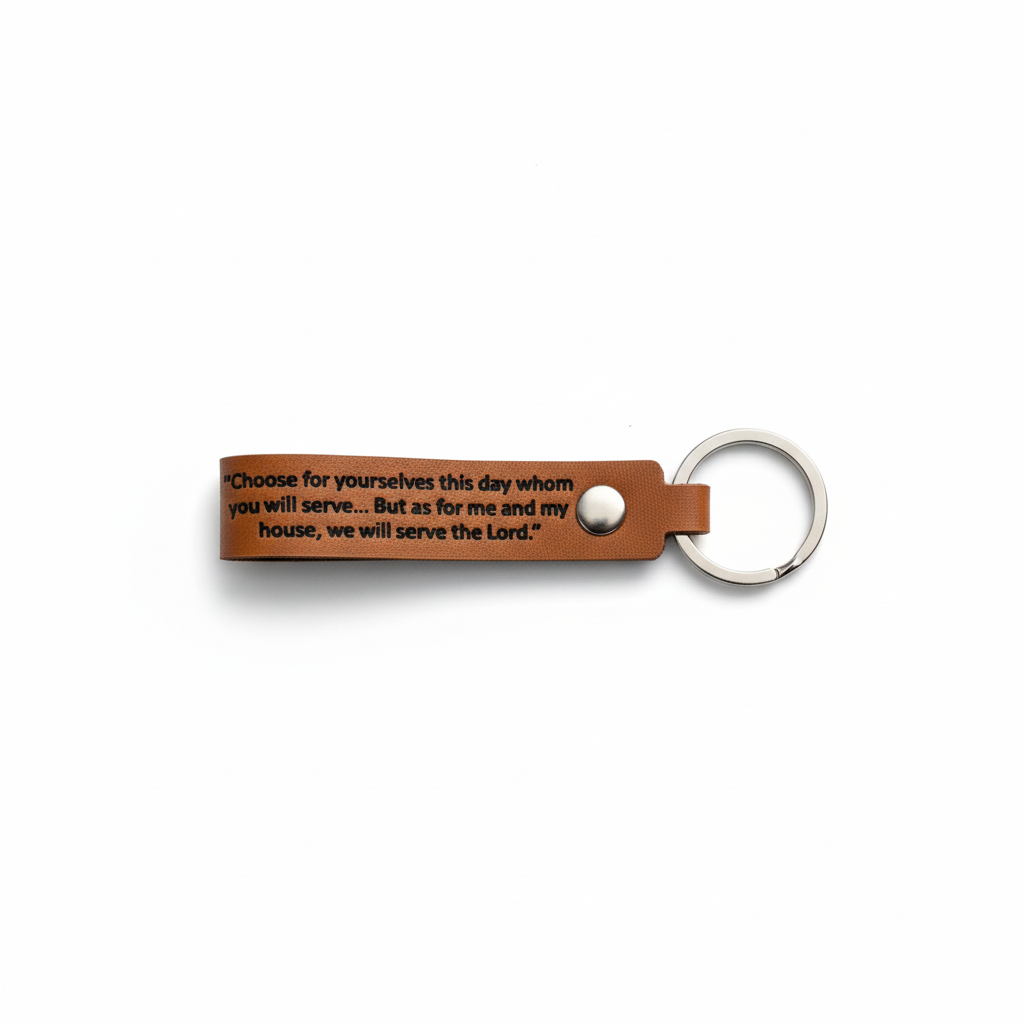 Brown Leatherette Scripture Keychain