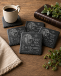 Christian Square Slate Coaster Set