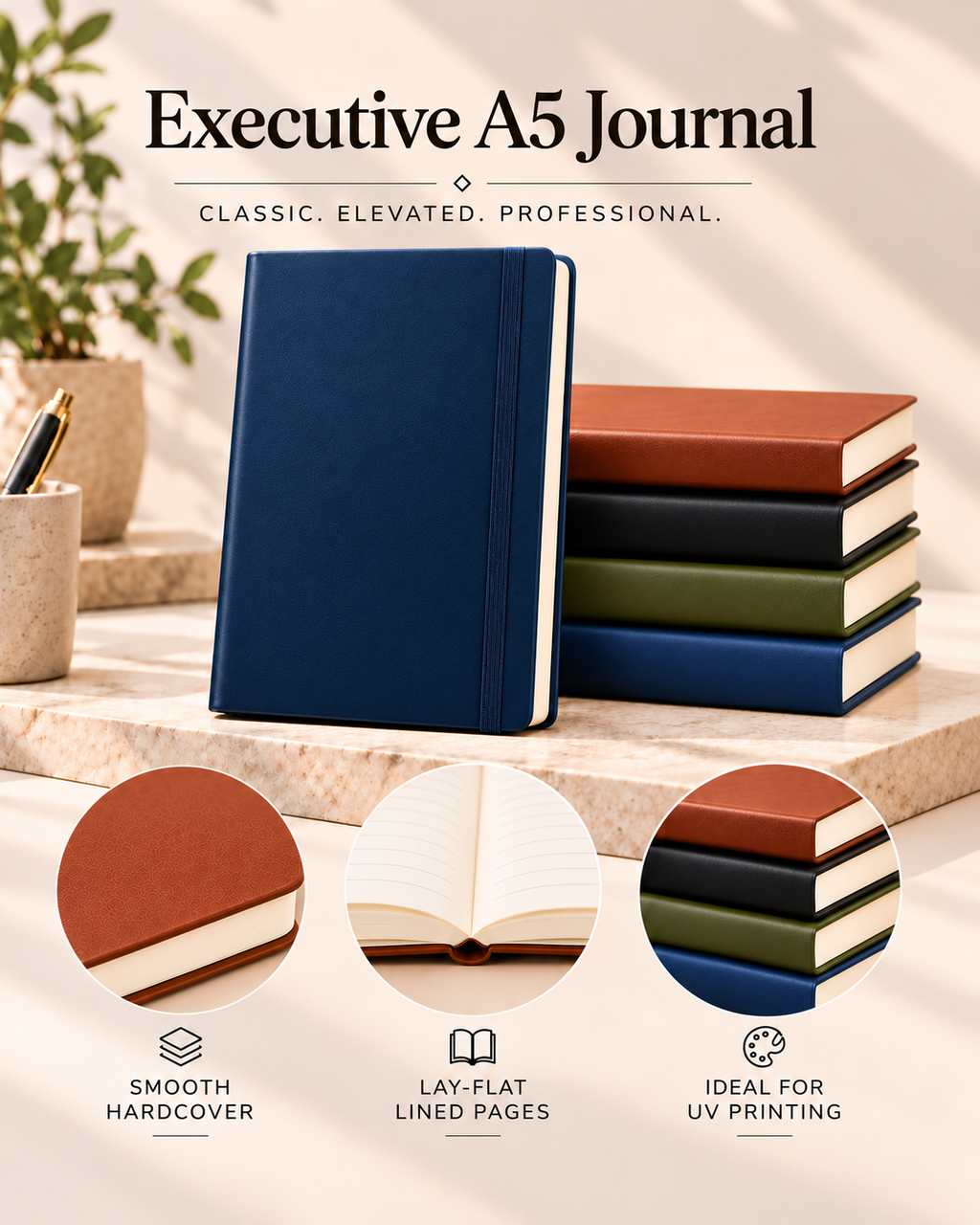 Executive A5 Full-Color UV Journal | Worn By Faith — approved product tier mockup