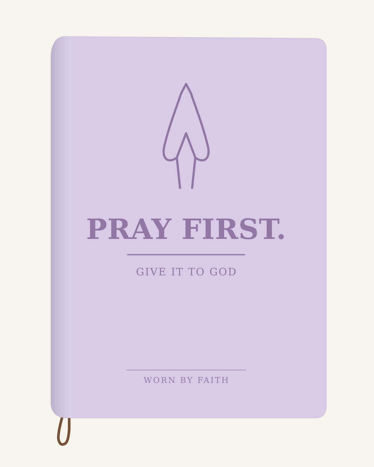 Pray First — A6 Engraved Christian Journal in lavender; smooth-spine tone-on-tone laser-engraving mockup