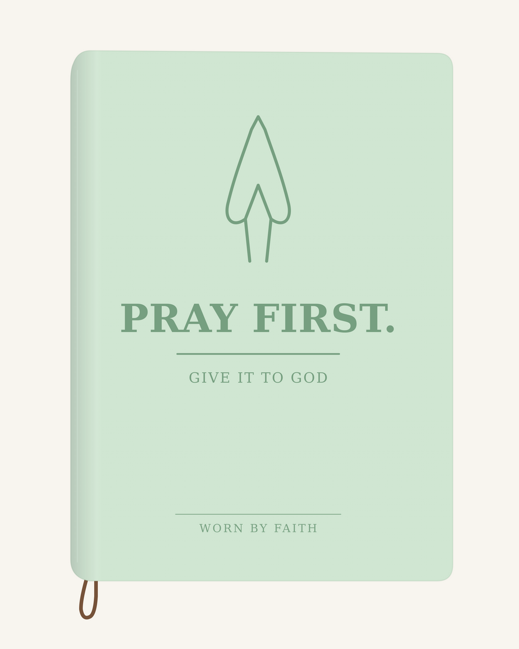 Pray First — A6 Engraved Christian Journal in mint green; smooth-spine tone-on-tone laser-engraving mockup