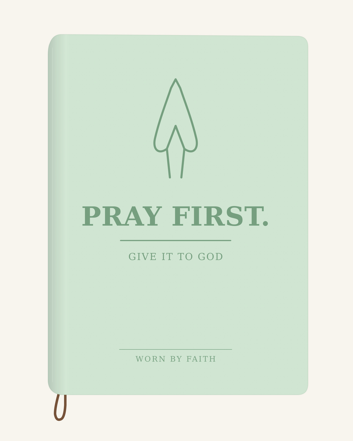 Pray First — A6 Engraved Christian Journal in mint green; smooth-spine tone-on-tone laser-engraving mockup