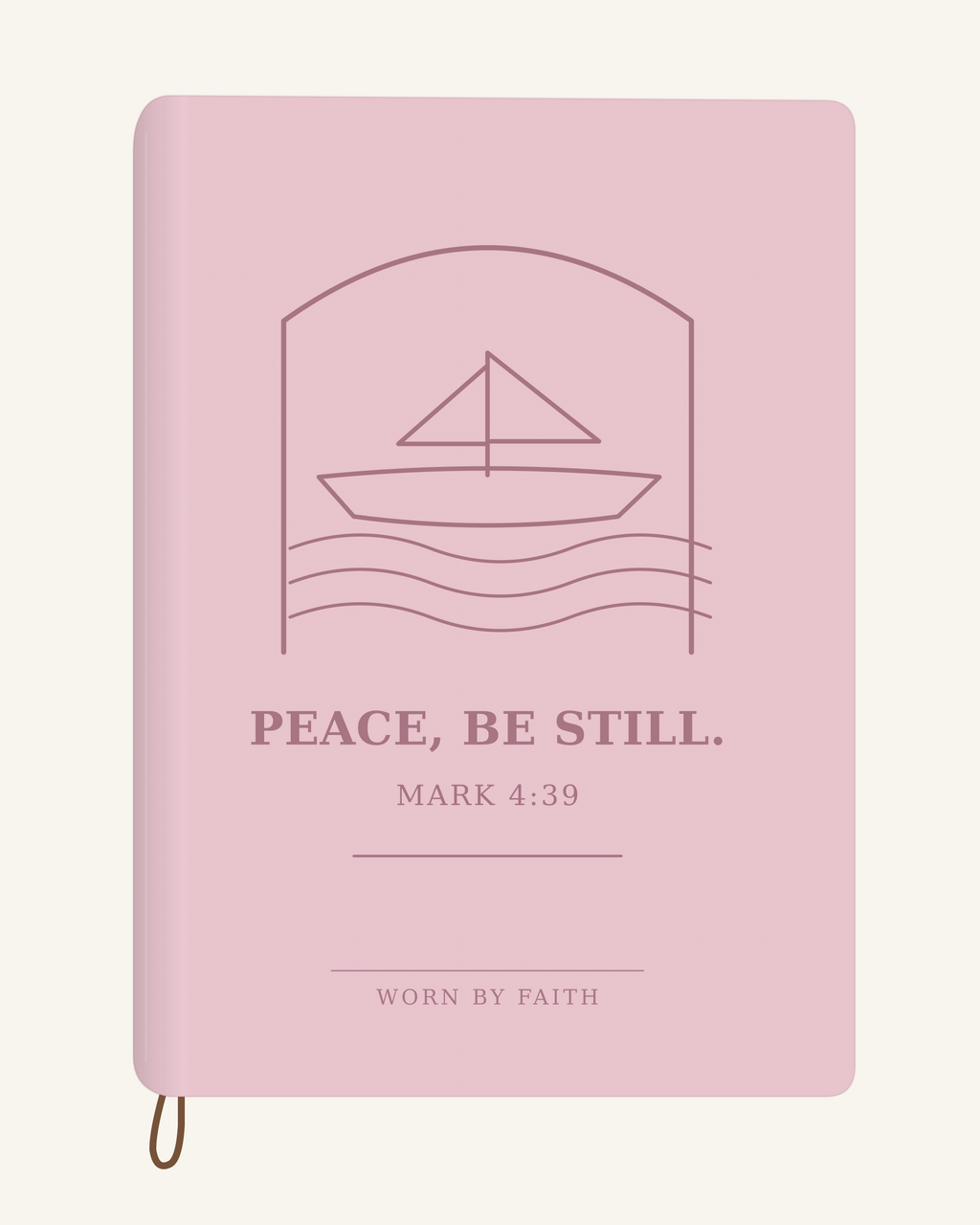Peace Be Still — A6 Engraved Prayer Journal — blush pink smooth cover tone-on-tone engraved journal mockup
