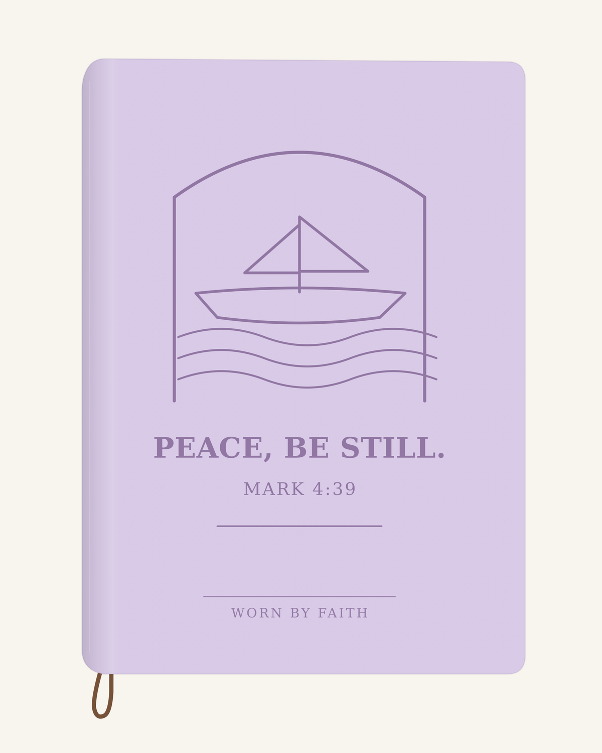 Peace Be Still — A6 Engraved Prayer Journal — lavender smooth cover tone-on-tone engraved journal mockup
