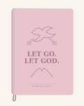 Let Go Let God — A6 Engraved Prayer Journal — blush pink smooth cover tone-on-tone engraved journal mockup