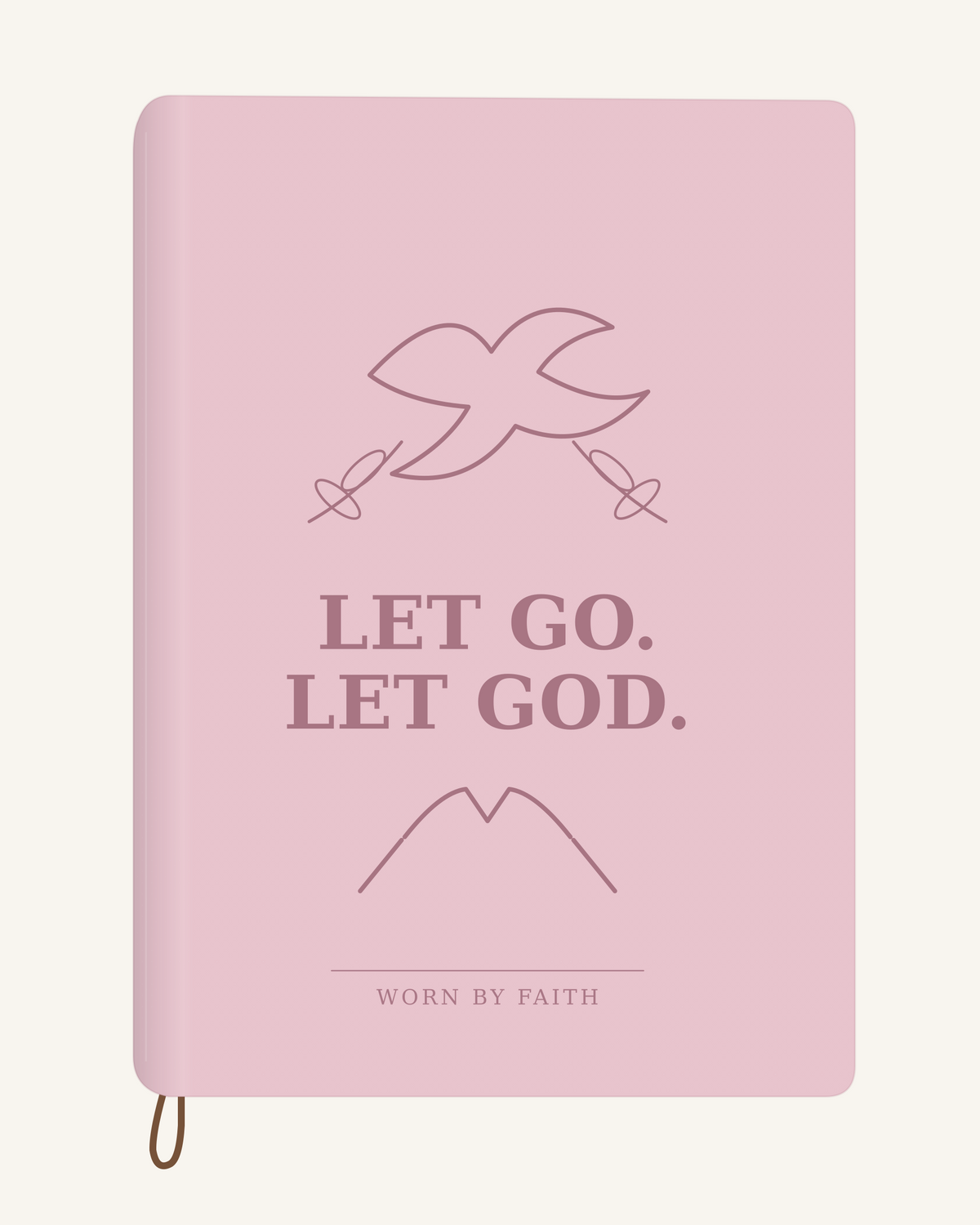 Let Go Let God — A6 Engraved Prayer Journal — blush pink smooth cover tone-on-tone engraved journal mockup
