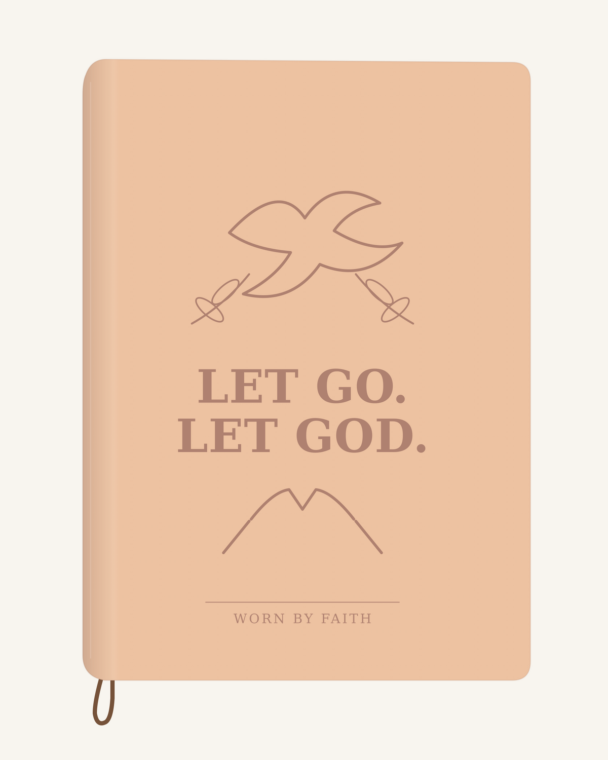 Let Go Let God — A6 Engraved Prayer Journal — peach orange smooth cover tone-on-tone engraved journal mockup