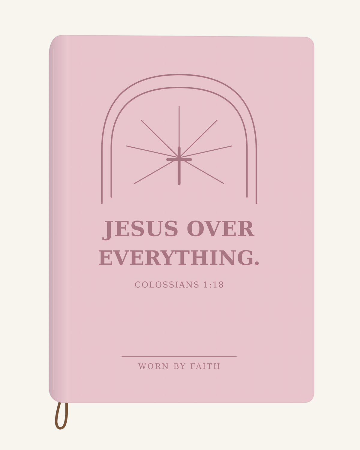 Jesus Over Everything — A6 Engraved Faith Journal — blush pink smooth cover tone-on-tone engraved journal mockup