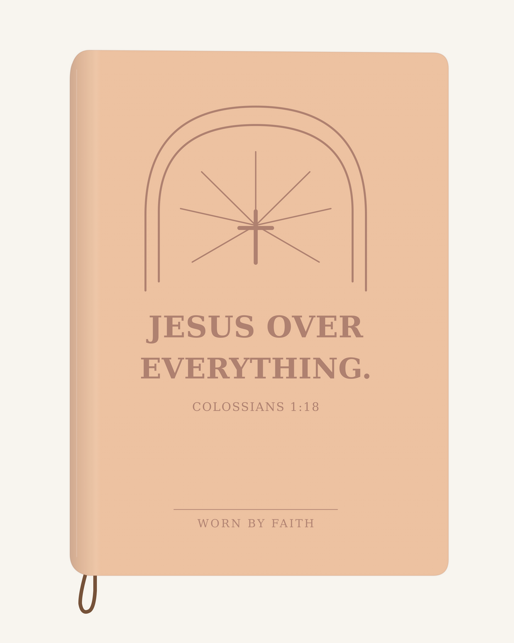 Jesus Over Everything — A6 Engraved Faith Journal — peach orange smooth cover tone-on-tone engraved journal mockup