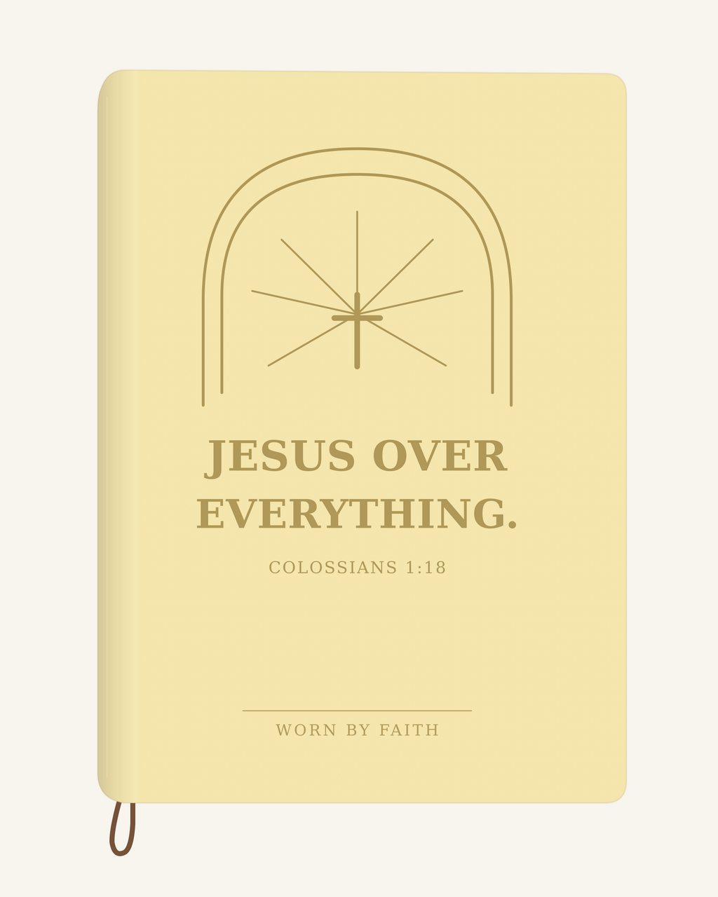 Jesus Over Everything — A6 Engraved Faith Journal — soft yellow smooth cover tone-on-tone engraved journal mockup