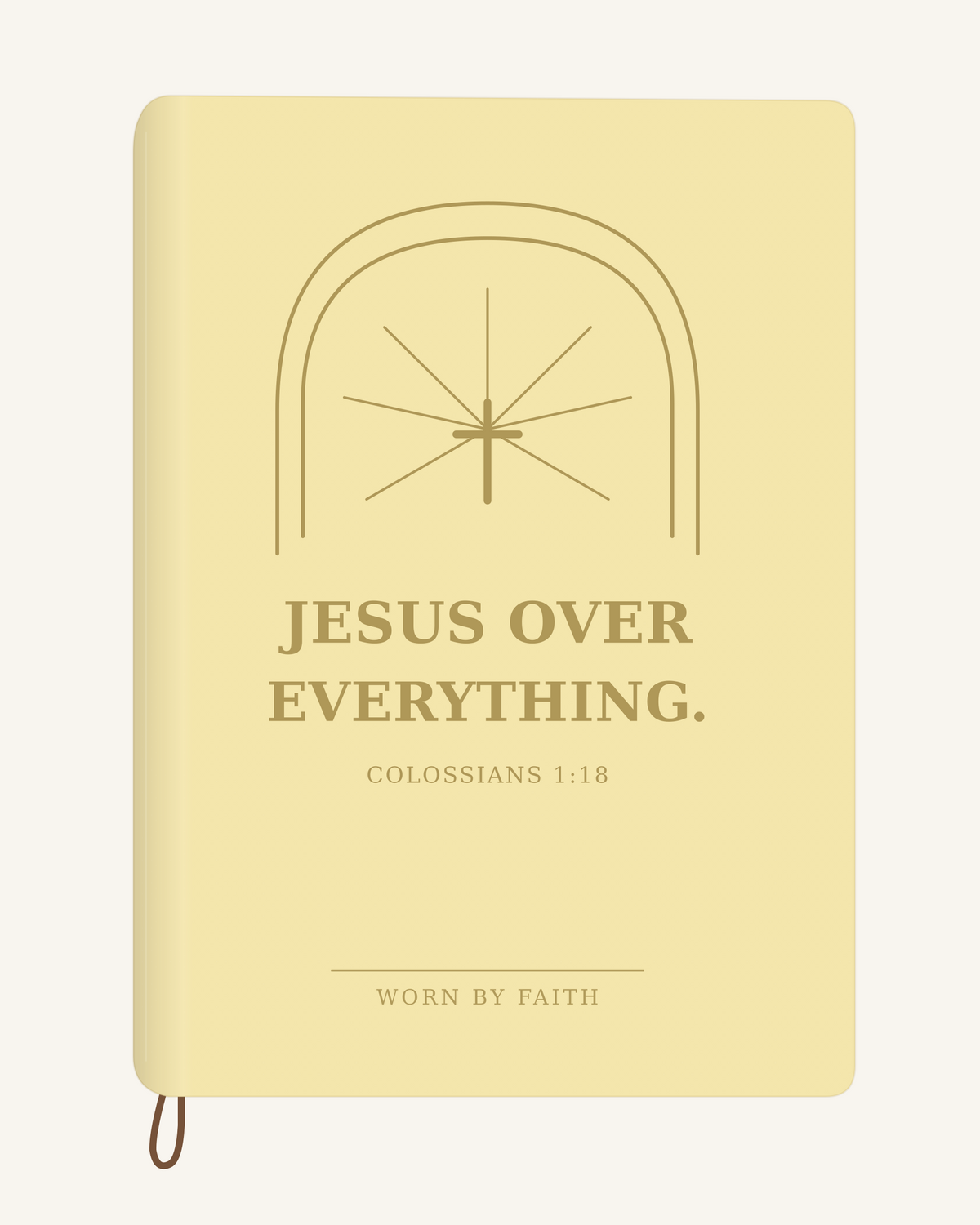 Jesus Over Everything — A6 Engraved Faith Journal — soft yellow smooth cover tone-on-tone engraved journal mockup