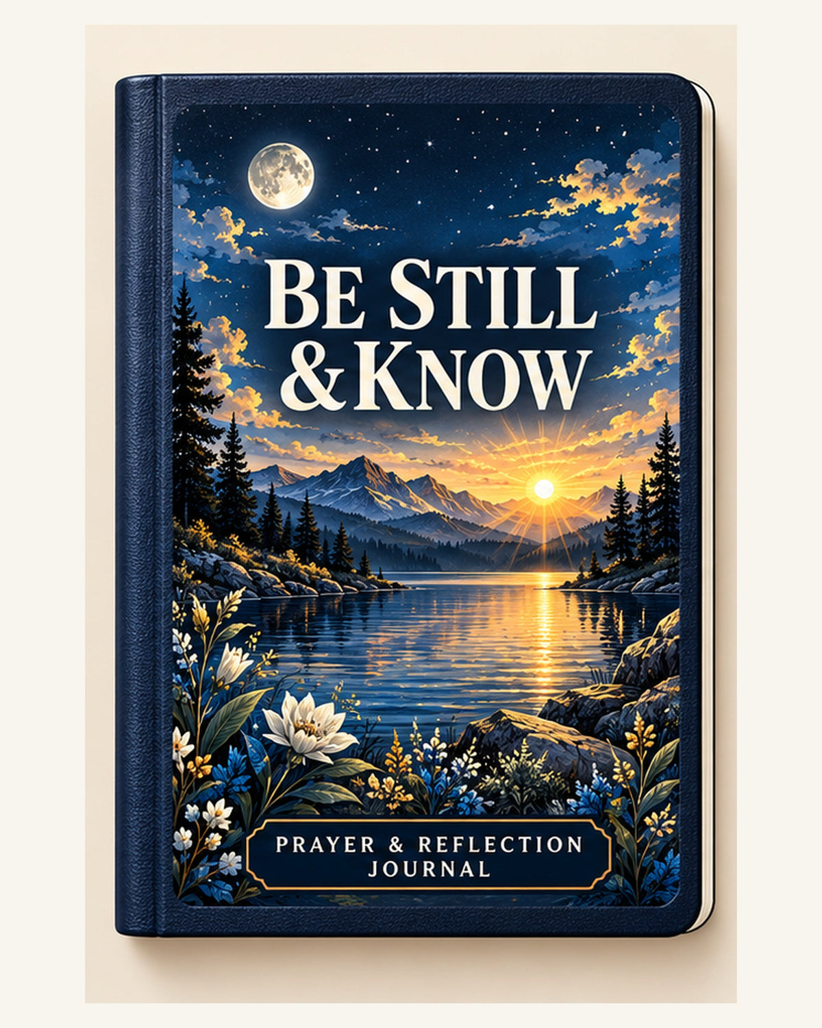 Be Still & Know — Midnight Lake A6 Prayer Journal product image, 2000 × 2500