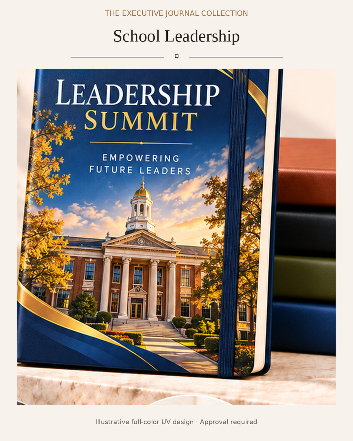 Leadership Summit A5 Full-Color Executive Journal — illustrative completed cover design, 2000 × 2500